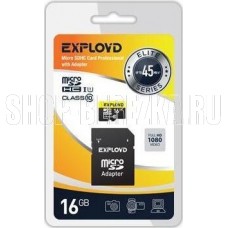 EXPLOYD MicroSDHC 16GB Class10 UHS-1 ELITE + адаптер SD (45 MB/s) [EX016GCSDHC10UHS-1-ElU1]