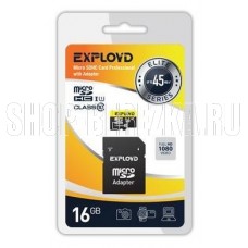 EXPLOYD MicroSDHC 16GB Class10 UHS-1 ELITE + адаптер SD (45 MB/s) [EX016GCSDHC10UHS-1-ElU1]