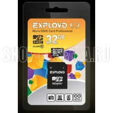 EXPLOYD MicroSDHC 32GB Class10 + адаптер SD [EX032GCSDHC10-AD]