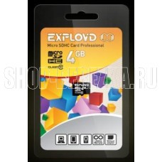 EXPLOYD MicroSDHC 4GB Class10 - б/а [EX004GCSDHC10-W/A-AD]