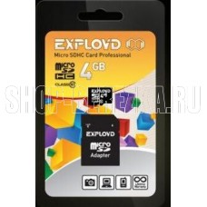 EXPLOYD MicroSDHC 4GB Class10 + адаптер SD [EX004GCSDHC10-AD]
