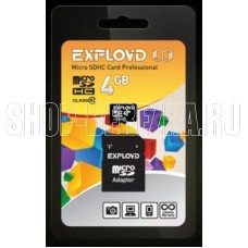 EXPLOYD MicroSDHC 4GB Class10 + адаптер SD [EX004GCSDHC10-AD]