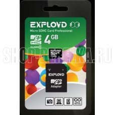 EXPLOYD MicroSDHC 4GB Class4 + адаптер SD [EX004GCSDHC4-AD]