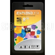 EXPLOYD MicroSDHC 8GB Class10 - б/а [EX008GCSDHC10-W/A-AD]