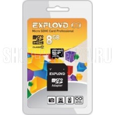 EXPLOYD MicroSDHC 8GB Class10 + адаптер SD [EX008GCSDHC10-AD]