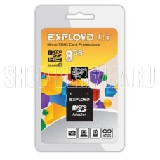 EXPLOYD MicroSDHC 8GB Class10 + адаптер SD [EX008GCSDHC10-AD]