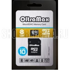 OLTRAMAX MicroSDHC 8GB Class10 + адаптер SD [OM008GCSDHC10-AD}