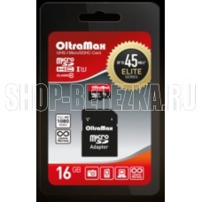 OLTRAMAX MicroSDHC 16GB Class 10 UHS-1 Elite + адаптером SD 45 MB/s [OM016GCSDHC10UHS-1-ElU1]