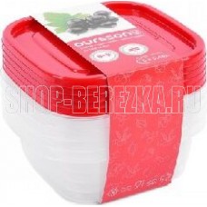 OURSSON CP2581S/RD наб. контейнеров квадрат. 5шт.х0,5л