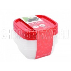 OURSSON CP2581S/RD наб. контейнеров квадрат. 5шт.х0,5л