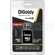 DIGOLDY 64GB MicroSDXC Class10 UHS-1 + адаптер SD