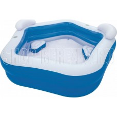 BESTWAY 54153 Бассейн надувной Bestway 213*206*69 см, 575 л, с сиденьями и подголовниками