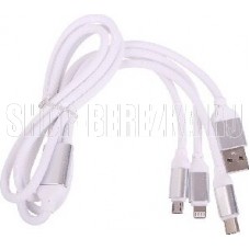SMARTBUY (iK-312 white) 3 в 1 MICROUSB+TYPE-C+8 PIN 1 м