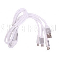 SMARTBUY (iK-312 white) 3 в 1 MICROUSB+TYPE-C+8 PIN 1 м