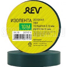 REV 28747 6 Изолента ПВХ 0,13х15мм Зеленая 10м DIY