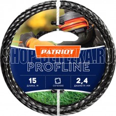 PATRIOT 805402206 D 2,4 мм L 15 м (скрученный квадрат, черный) Леска ProfLine для триммеров