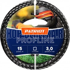 PATRIOT 805402211 D 3,0 мм L 15 м (скрученный квадрат, черный) Леска ProfLine для триммеров