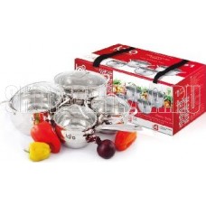 LARA LR02-87 APPLE 8 предметов (сотейник 2.1л, кастрюли: 2.1л, 3.7л, 6.1л)