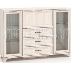 МЕБЕЛЬ-КОМПЛЕКС Мирелла Тумба для гостиной со стеклом большая Бодега Светлая/Патина