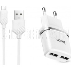 HOCO (6957531047773) C12 2USB 2.4A MICRO USB 1м белый