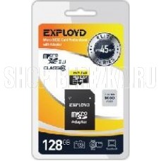 EXPLOYD MicroSDXC 128GB Class10 + адаптер SD (45MB/s) [EX128GCSDXC10UHS-1-ElU1]