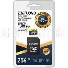 EXPLOYD MicroSDXC 256GB Class10 + адаптер SD (95MB/s) [EX256GCSDXC10UHS-1-ElU3]