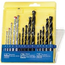 SPARTA Набор сверл по бетону 5-6-8 мм, металлу 5-6-8 мм, дереву 5-6-8 мм, 9 шт. цилин. хвостовик 725055