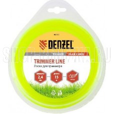 DENZEL Леска для триммера звезда 2,4 мм х 15 м, блистер FLEX CORD 96112