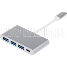 ATCOM (AT2808) Переходник TYPE-C 3.1(m) - 3xUSB 3.0 (f)+TYPE C(f) 0.10M белый