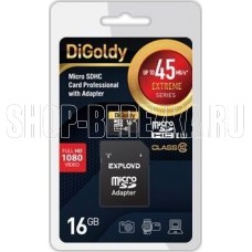 DIGOLDY MicroSDHC 16GB Class 10 UHS-1 Extreme с адаптером (45мб/с)