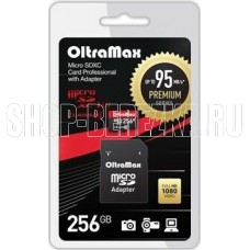 OLTRAMAX MicroSDXC 256GB Class 10 UHS-1 PREMIUM (U3)+ адаптер (SD 95 MB/s) [OM256GCSDXC10UHS-1-PrU3]