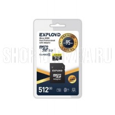 EXPLOYD MicroSDXC 512GB Class 10 UHS-1 Premium (U3) + адаптер SD (95 MB/s) [EX512GCSDXC10UHS-1-ElU3]