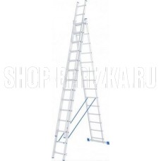 СИБРТЕХ Лестница, 3 х 14 ступеней, алюминиевая, трехсекционная, Россия 97824 СИБРТЕХ Лестница, 3 х 14 ступеней, алюминиевая, трехсекционная, Россия 97824