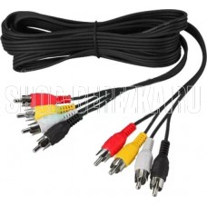 REXANT (17-0304) ШНУР 4 RCA - 4 RCA, ДЛИНА 3 МЕТРА, ЧЕРНЫЙ