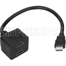 REXANT (17-6832) Переходник штекер HDMI - 2 гнезда HDMI, провод черный