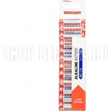 REXANT (30-1026) Алкалиновая батарейка AA/LR6-12BL 1,5V