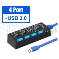 SMARTBUY (SBHA-7304-B) USB 3.0 хаб + выкл., 4 порта, черный