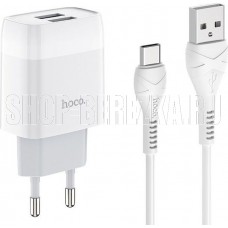 HOCO (6931474713070) C73A 2USB 2.4A TYPE-C 1м белый