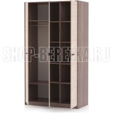 МЕБЕЛЬ-КОМПЛЕКС Оптима Шкаф 3-х створчатый с зеркалом Шимо темный/Шимо светлый