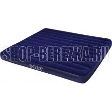 INTEX Матрас надувной CLASSIC DOWNY AIRBED FIBER-TECH 183x203x25 см . (в коробке) Арт. 64755