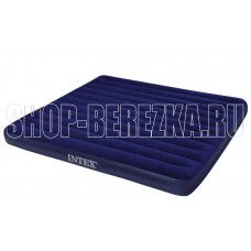 INTEX Матрас надувной CLASSIC DOWNY AIRBED FIBER-TECH 183x203x25 см . (в коробке) Арт. 64755