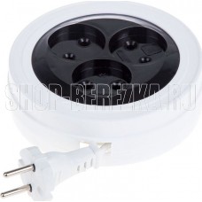 PROCONNECT (11-7225) Удлинитель-рулетка STANDARD 5 м, 3 гнезда, 2х0.75 мм2, б/з, белый