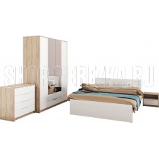 МЕБЕЛЬ-КОМПЛЕКС Нордик Кровать 1,4 без основания Дуб сонома/Белая Аляска