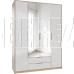 МЕБЕЛЬ-КОМПЛЕКС Нордик Шкаф 4-х створчатый с зеркалами Дуб сонома/Белая Аляска