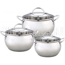 WEBBER BE-335/6 Набор посуды из нерж.стали 6 пр. 2,0л, 2,8л, 3,8л