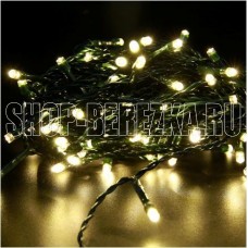 FUNRAY Рисовая RL-110WW, 10м, 100LED, тепл.белый, темно-зел. шнур 0,7м, контроллер,