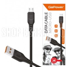 GOPOWER (00-00018564) GP01M USB (m)-microUSB (m) 1.0м 2.4A черный