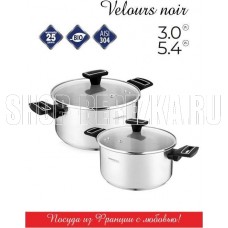 VENSAL 1504VS Набор 4 предмета Vensal Velours noir из 2-х кастрюль 3л (20см) и 5,4л (24см) из нерж. стали