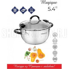 VENSAL 1524VS Кастрюля с крышкой Vensal Magique из нержавеющей стали 5,4л (24см)
