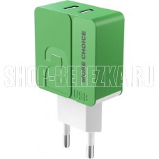 MORE CHOICE (4627151191782) NC46a СЗУ 2USB 2.4A для Type-C 1м Green